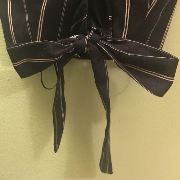 Windsor Navy Crop Top With White Stripes - Picture 3 of 5